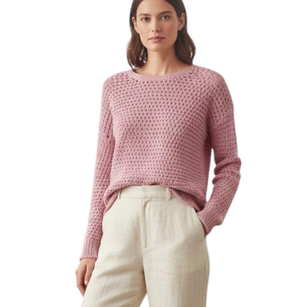 Madewell Do Well Textured Pointelle Knit Sweater in Dusty Rose Oversized XS $98